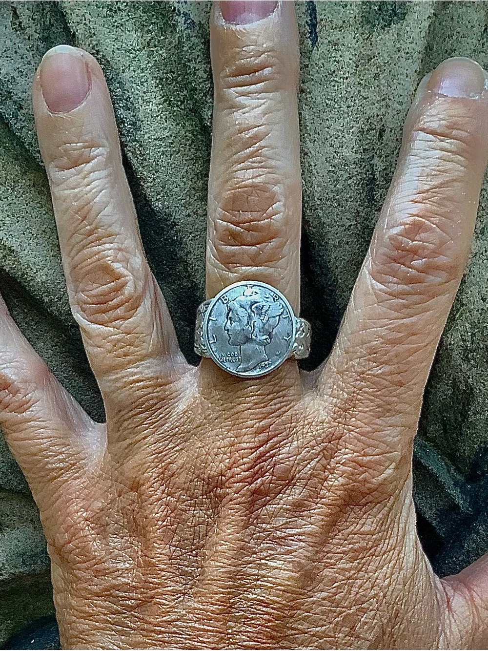 Mercury dime ring, size 7